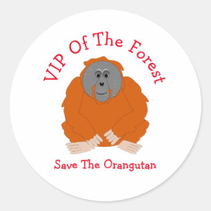 Orangutan Design Personalised Classic Round Sticker
