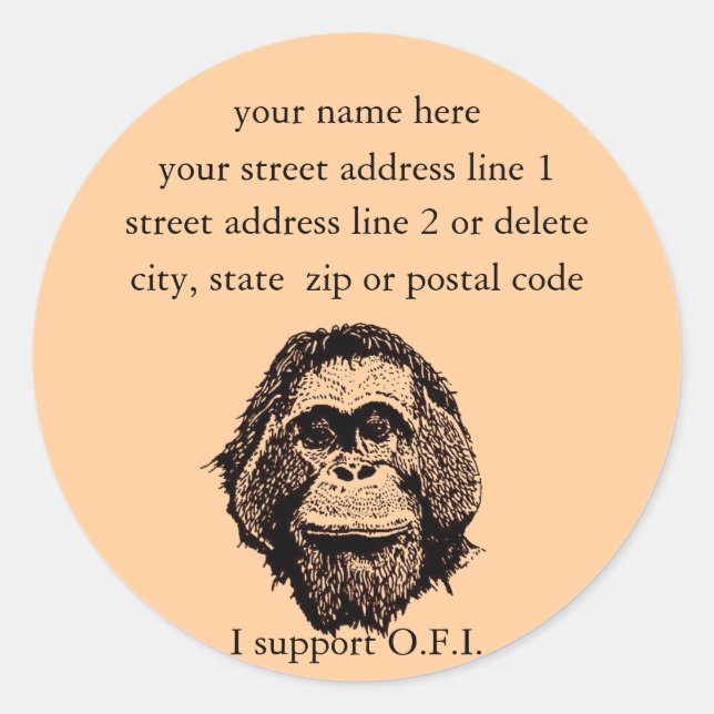 Orangutan Foundation International address labels (Front)