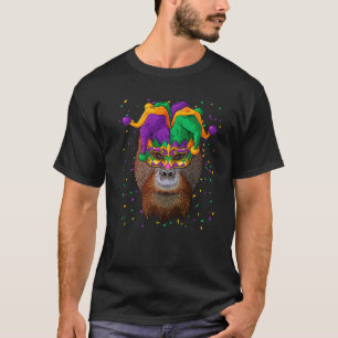 Orangutan Mardi Gras Animal Face Carnival Jester F T-Shirt
