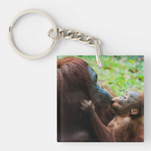 Orangutan Mother with Baby Key Ring
