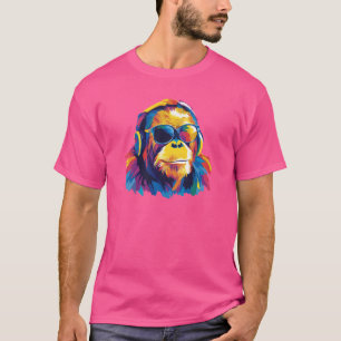 Orangutan Portrait Glasses Illustration Watercolor T-Shirt