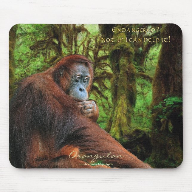 Orangutan & Rainforest Wildlife-support Mousepad (Front)