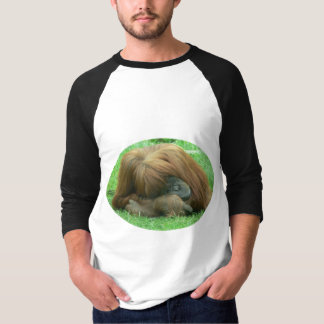 Orangutan Snoozing Men's Baseball Shirt