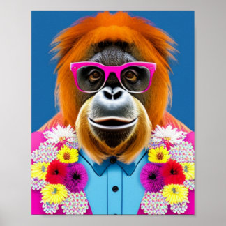 Orangutan with glasses, Printable wall art