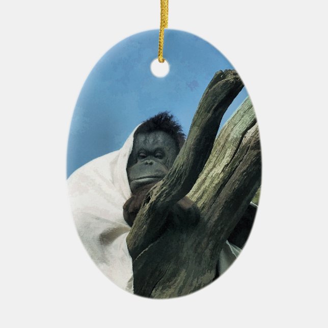 ORANGUTANS CERAMIC TREE DECORATION (Front)