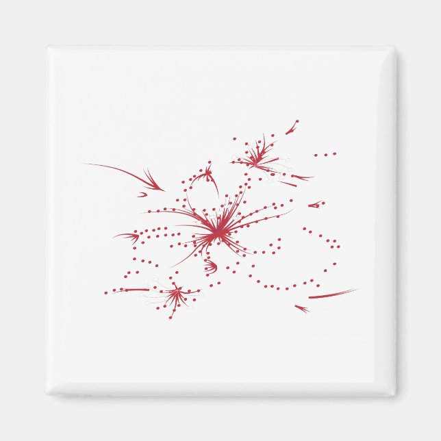 Orangy Red, Cyan and Magenta dot Magnet (Front)