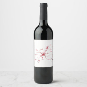 Orangy Red, Cyan and Magenta dot Wine Label