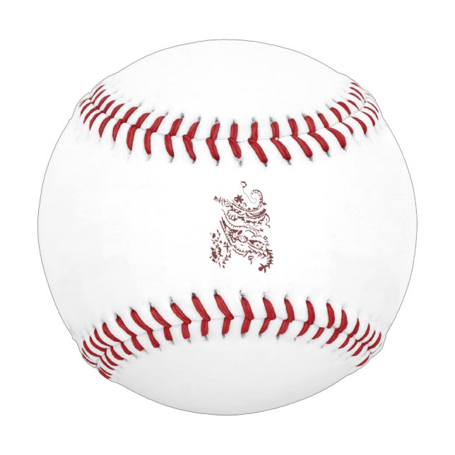 Orangy Red decorative Design Baseball (Front)