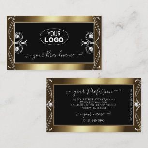 Orante Black Brown Golden Sparkle Jewels with Logo Business Card