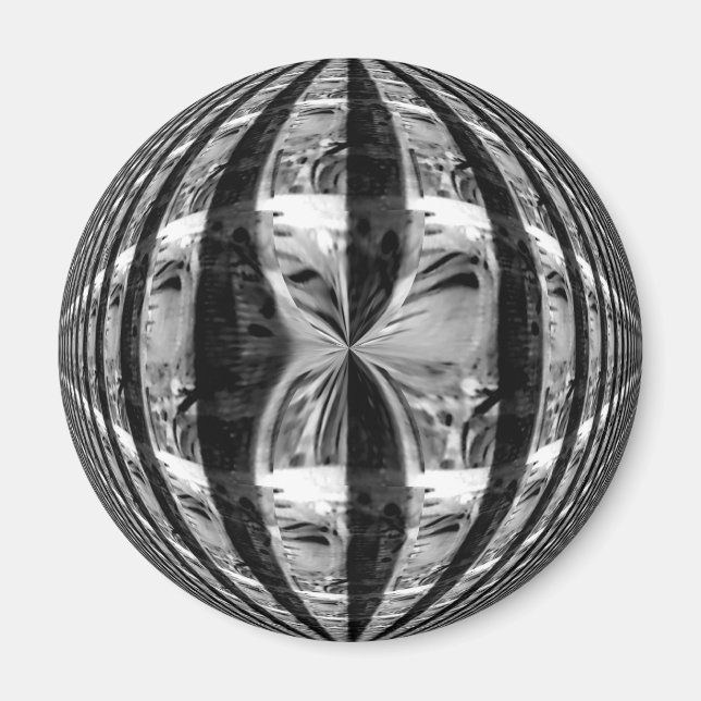 Orb Chrome Black fridge magnet round (Front)
