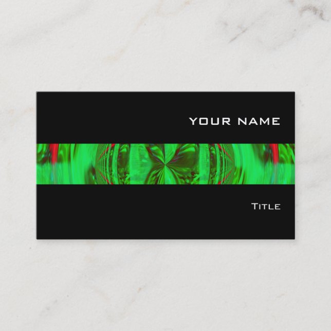 Orb Green stripe business card black (Front)