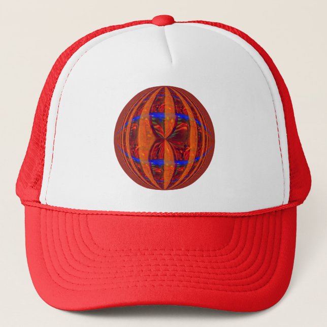 Orb Red Round trucker hat (Front)