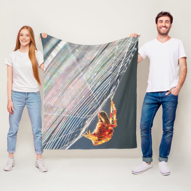 Orb Spider on Web  Fleece Blanket (In Situ)