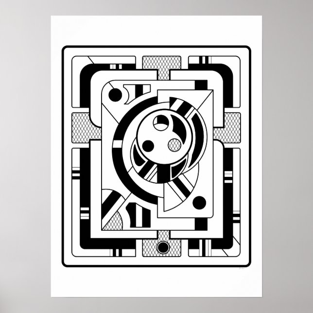 Orbitron Minimal -Abstract Geometric Line Art Poster (Front)