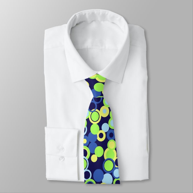 Orbs Polka Dot Abstract Navy Two-sided Tie (Tied)