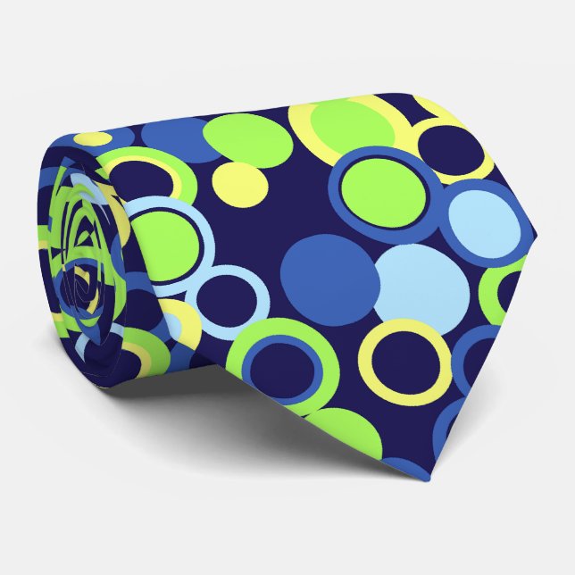 Orbs Polka Dot Abstract Navy Two-sided Tie (Rolled)