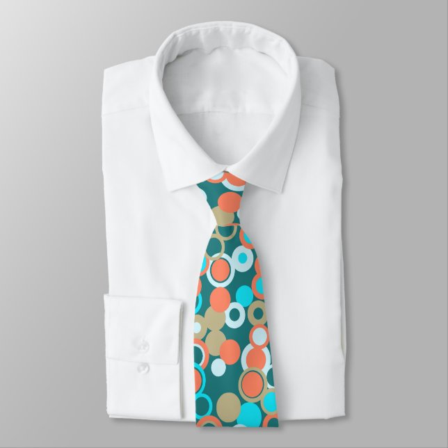 Orbs Polka Dot Teal Two-sided Printed Tie (Tied)