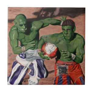Orc Gladiator Football Fantasy Art Ceramic Tile