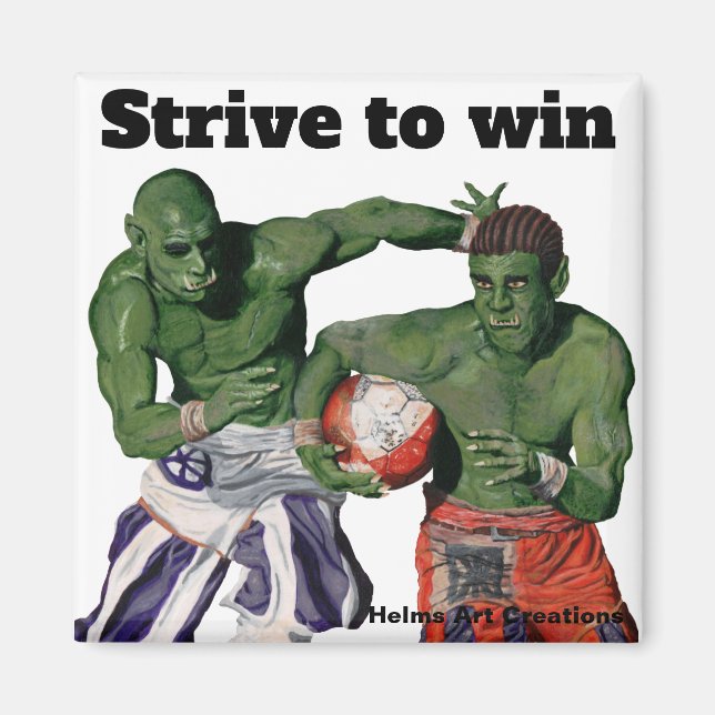 Orc Gladiator Football Sport Fantasy Button Magnet (Front)
