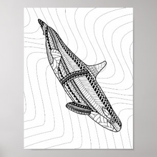 Orca Adult Colouring Poster