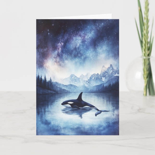 Orca Amidst the Stars and Mountains Card (Front)