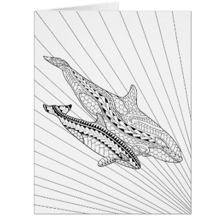 Orca And Baby Adult Colouring Big Card