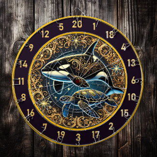 Orca and Turtle Dartboard Wall Centerpiece