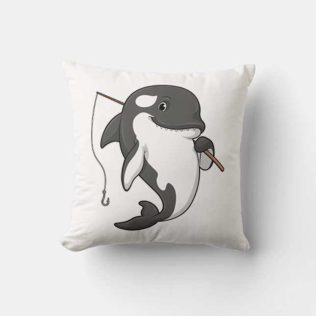Orca as Fisher with Fishing rod Cushion (Front)