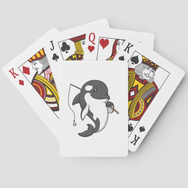 Orca as Fisher with Fishing rod Playing Cards (Back)
