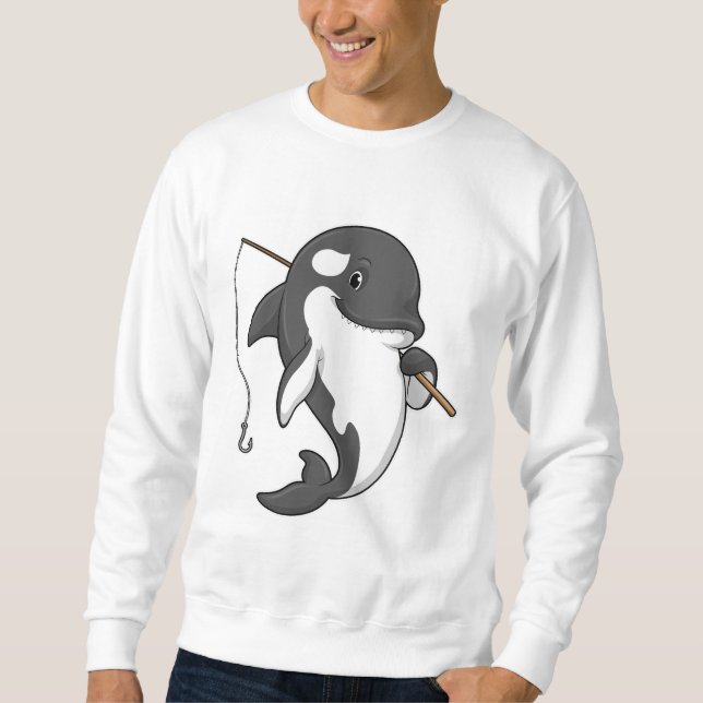 Orca as Fisher with Fishing rod Sweatshirt (Front)