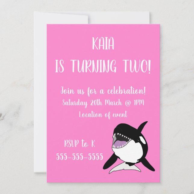 Orca Birthday Invitation (Front)
