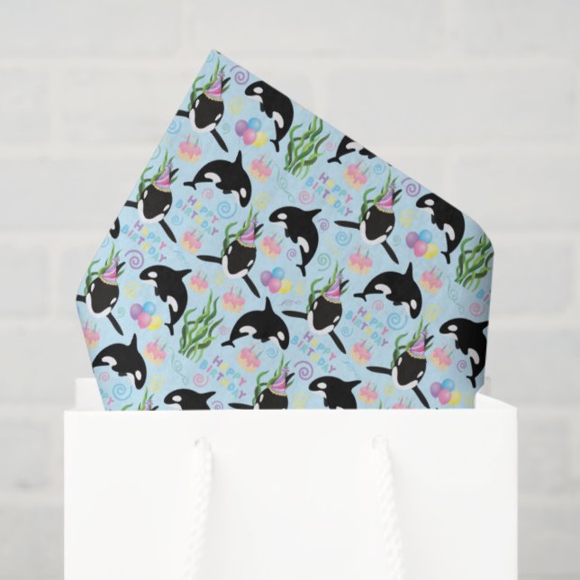 Orca Birthday Tissue Paper in Blue (Gift Bag)