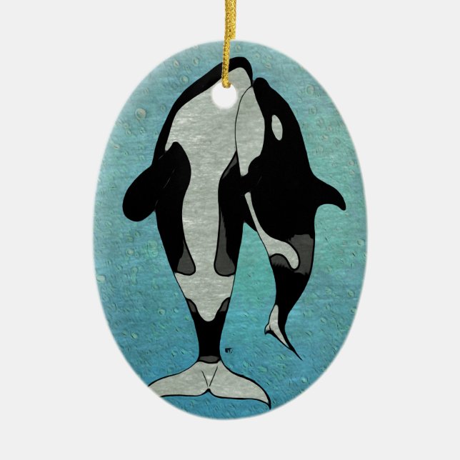 Orca Blue Ceramic Tree Decoration (Front)