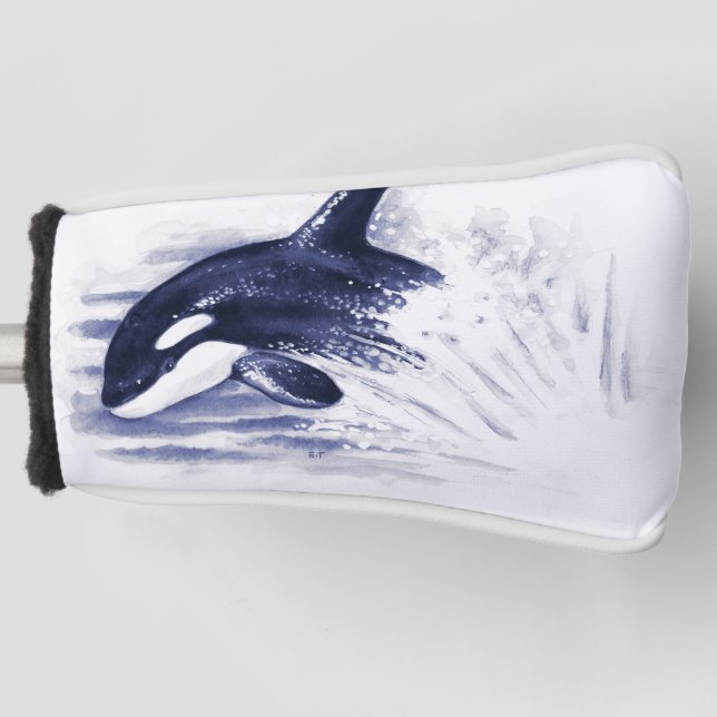 Orca Breaching Blue Golf Head Cover (Front)
