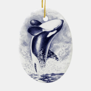 Orca Breaching Ceramic Tree Decoration