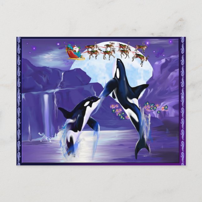 Orca Christmas Holiday Postcard (Front)