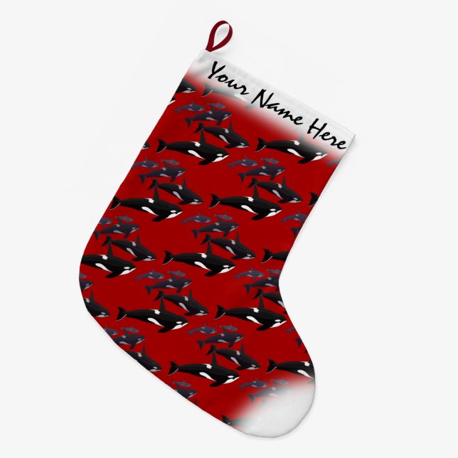 Orca Christmas Stocking Personalised Killer Whale (Front (Hanging))