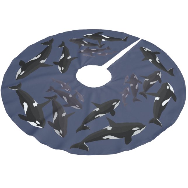 Orca Christmas Tree Skirt Killer Whale Tree Skirt (Angled)