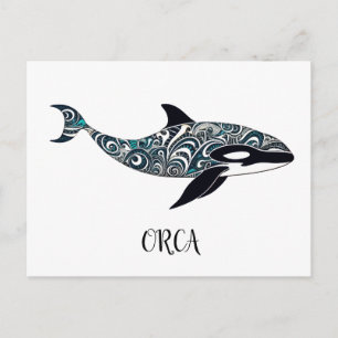 Orca doodle mammal whale. -large postcard