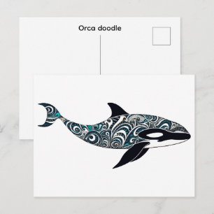 Orca doodle  Small Postcard