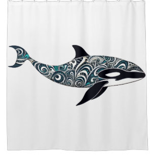 Orca doodle Small Shower Curtain