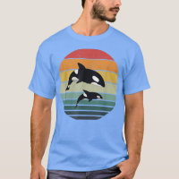 Orca Family Vintage Retro Art, Killer Whale Family