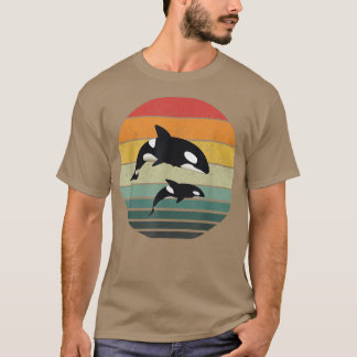Orca Family Vintage Retro Art, Killer Whale Family T-Shirt