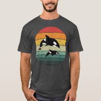 Orca Family Vintage Retro Art, Killer Whale Family