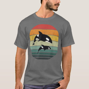 Orca Family Vintage Retro Art, Killer Whale Family T-Shirt