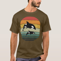 Orca Family Vintage Retro Art, Killer Whale Family