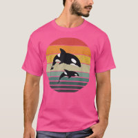 Orca Family Vintage Retro Art, Killer Whale Family
