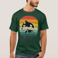 Orca Family Vintage Retro Art Killer Whale