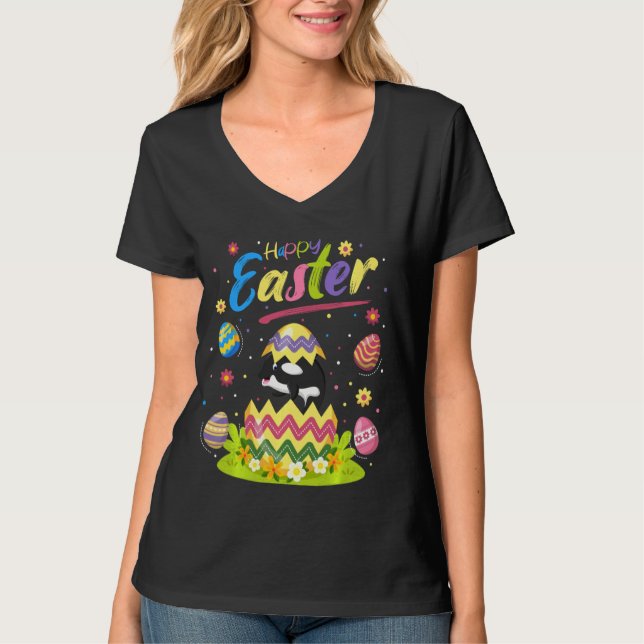 Orca Fish   Easter Egg Orca Happy Easter Long Slee T-Shirt (Front)