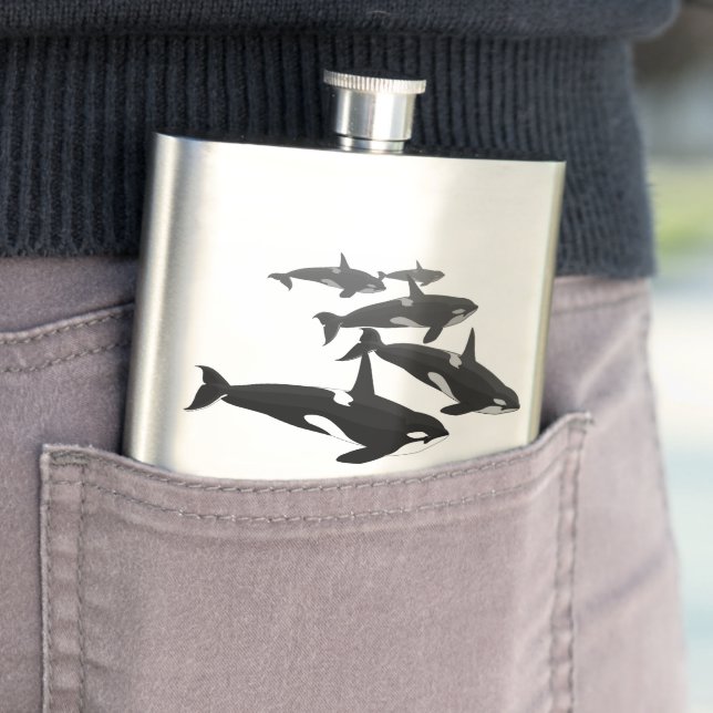 Orca Flask Custom Killer Whale Art Drink Flask (In Situ)